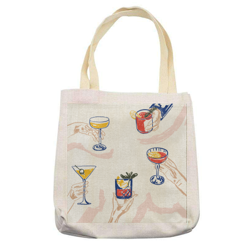 Raise the Glass! - printed canvas tote bag by EZbie