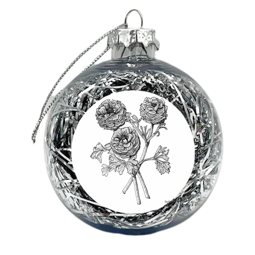 Ranunculus Hybrid - xmas bauble by Rosie Hendry