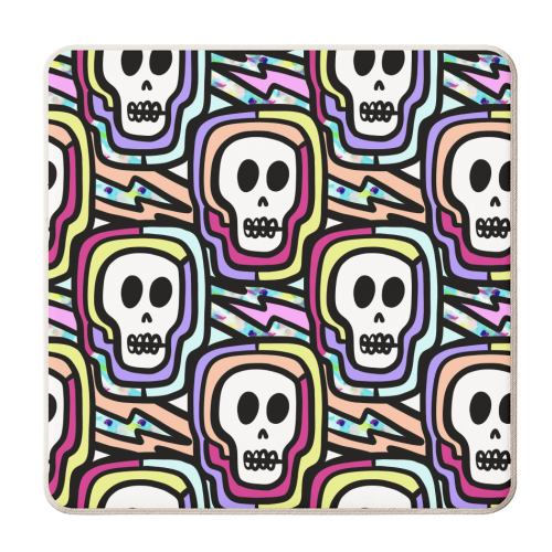 Rave Skulls - personalised beer coaster by Cassie Swindlehurst