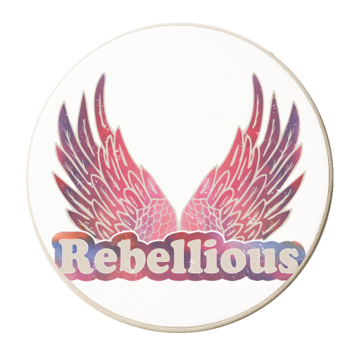 Rebellious - Winged Rebel Design - personalised beer coaster by InspiredImages