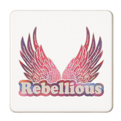 Rebellious - Winged Rebel Design - personalised beer coaster by InspiredImages