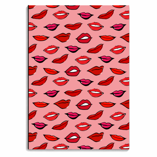 Red and Pink Lippy Pattern In Pink - personalised A4, A5, A6 notebook by Bec Broomhall