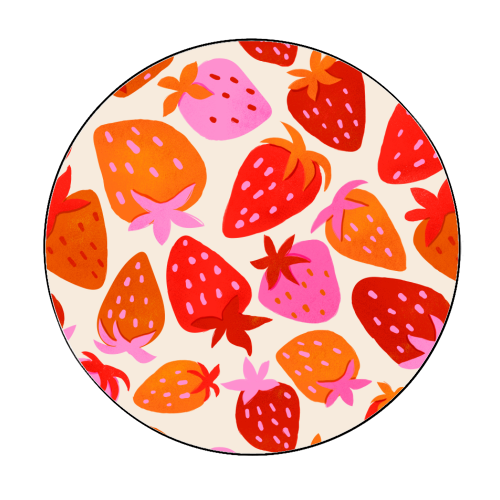 Red And Pink Pop Strawberry Party - Circle Sticker by Ania Wieclaw
