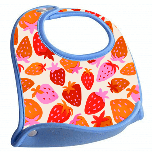 Red And Pink Pop Strawberry Party - feeding bib by Ania Wieclaw