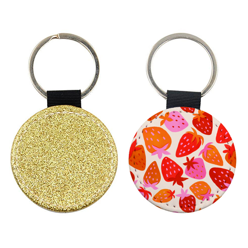 Red And Pink Pop Strawberry Party - keyring by Ania Wieclaw