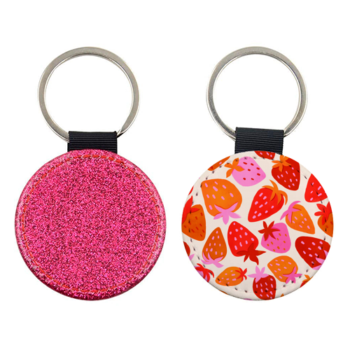 Red And Pink Pop Strawberry Party - keyring by Ania Wieclaw