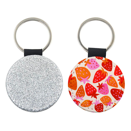 Red And Pink Pop Strawberry Party - keyring by Ania Wieclaw