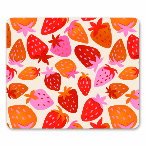 Red And Pink Pop Strawberry Party - mouse mat by Ania Wieclaw