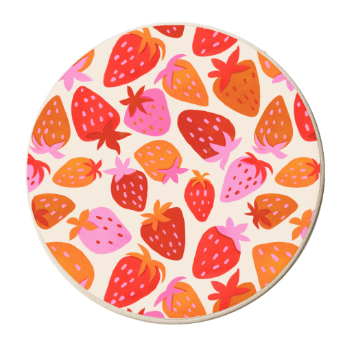 Red And Pink Pop Strawberry Party - personalised beer coaster by Ania Wieclaw