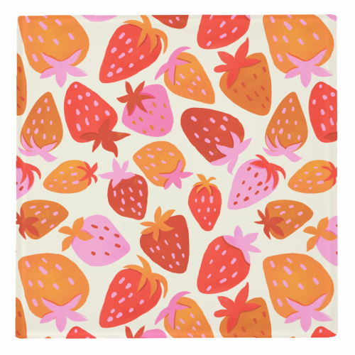 Red And Pink Pop Strawberry Party - personalised beer coaster by Ania Wieclaw