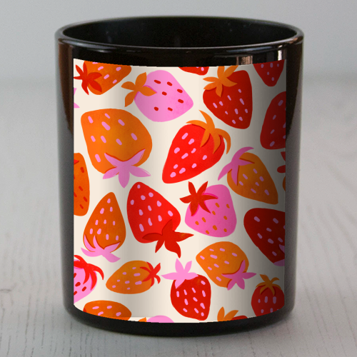 Red And Pink Pop Strawberry Party - scented candle by Ania Wieclaw