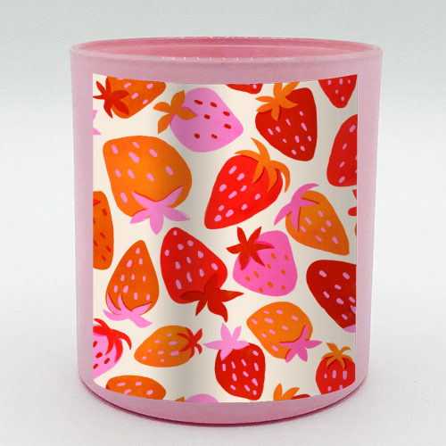 Red And Pink Pop Strawberry Party - scented candle by Ania Wieclaw