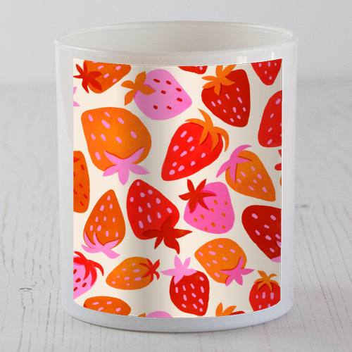 Red And Pink Pop Strawberry Party - scented candle by Ania Wieclaw