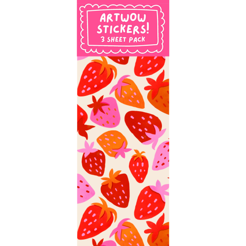 Red And Pink Pop Strawberry Party - Sticker Pack by Ania Wieclaw