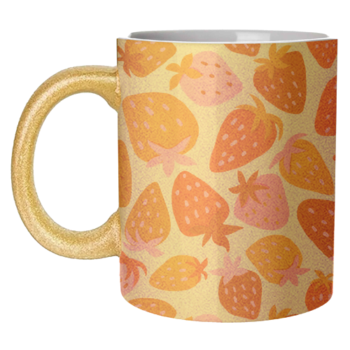 Red And Pink Pop Strawberry Party - unique mug by Ania Wieclaw