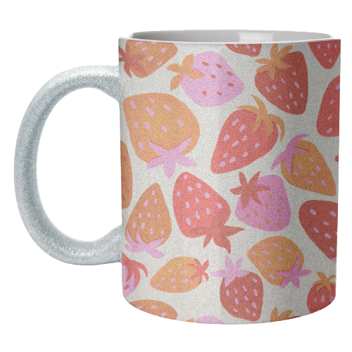 Red And Pink Pop Strawberry Party - unique mug by Ania Wieclaw