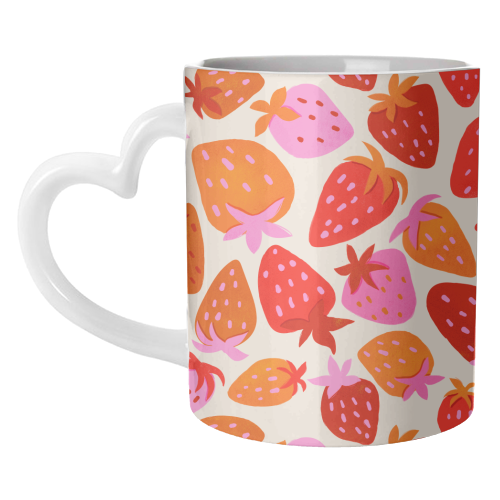 Red And Pink Pop Strawberry Party - unique mug by Ania Wieclaw