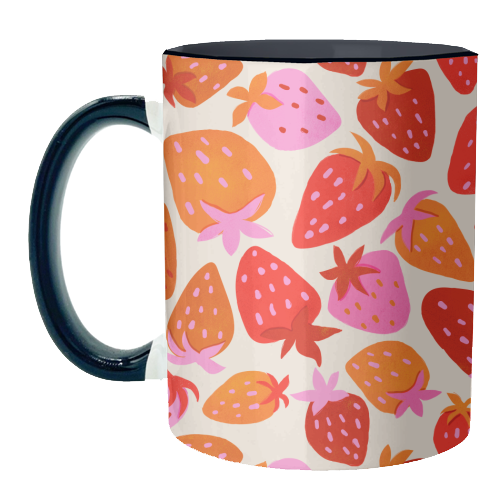 Red And Pink Pop Strawberry Party - unique mug by Ania Wieclaw