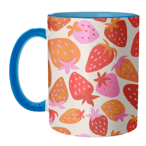 Red And Pink Pop Strawberry Party - unique mug by Ania Wieclaw