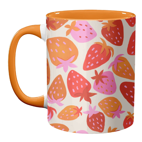 Red And Pink Pop Strawberry Party - unique mug by Ania Wieclaw
