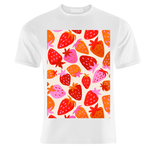 Red And Pink Pop Strawberry Party - unique t shirt by Ania Wieclaw
