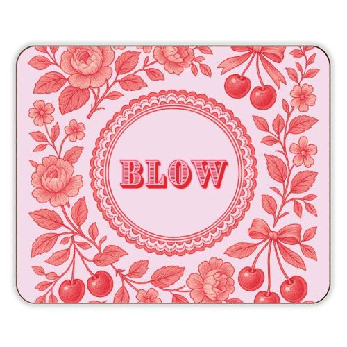 Red and Pink Vintage Plate - designer placemat by Lilly Rose