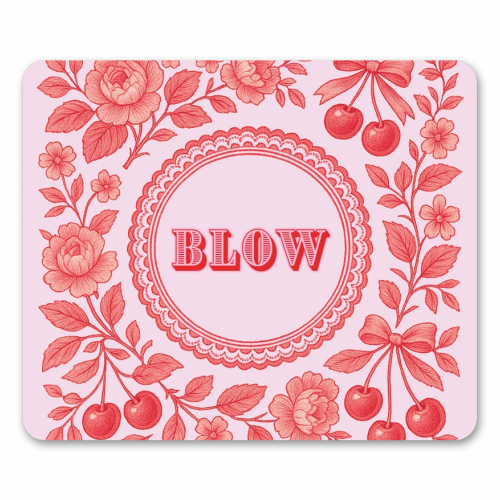 Red and Pink Vintage Plate - mouse mat by Lilly Rose