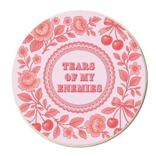 Red and Pink Vintage Plate - personalised beer coaster by Lilly Rose