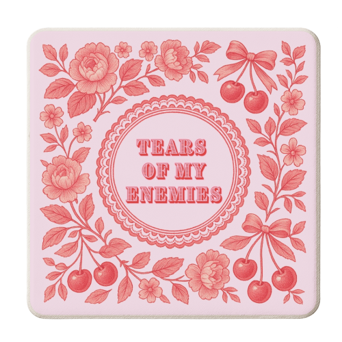 Red and Pink Vintage Plate - personalised beer coaster by Lilly Rose