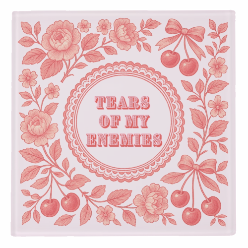 Red and Pink Vintage Plate - personalised beer coaster by Lilly Rose