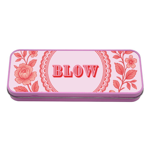 Red and Pink Vintage Plate - tin pencil case by Lilly Rose