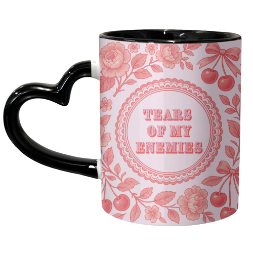 Red and Pink Vintage Plate - unique mug by Lilly Rose