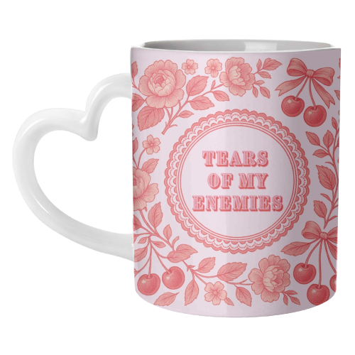 Red and Pink Vintage Plate - unique mug by Lilly Rose