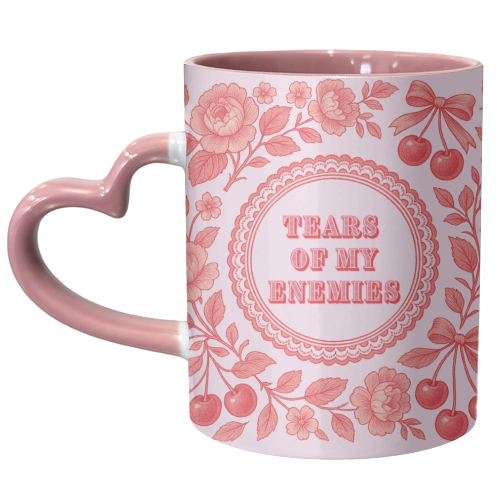 Red and Pink Vintage Plate - unique mug by Lilly Rose
