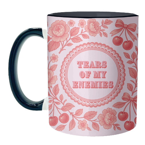 Red and Pink Vintage Plate - unique mug by Lilly Rose