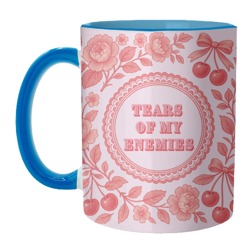 Red and Pink Vintage Plate - unique mug by Lilly Rose