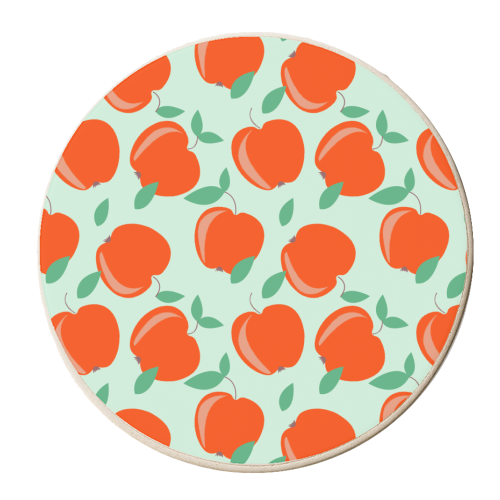 Red Apples Pattern - personalised beer coaster by Ania Wieclaw