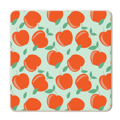 Red Apples Pattern - personalised beer coaster by Ania Wieclaw
