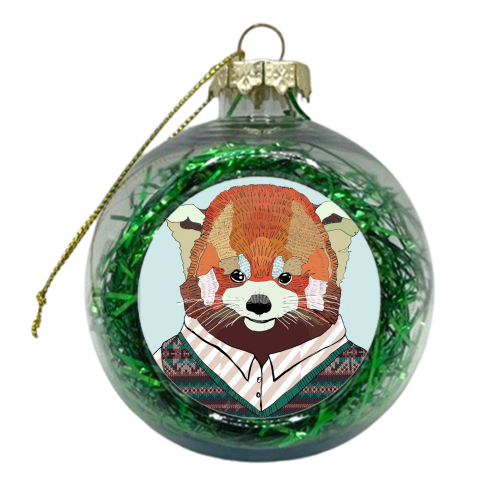 Red business Panda - xmas bauble by Casey Rogers
