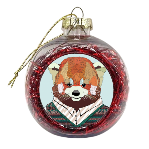Red business Panda - xmas bauble by Casey Rogers