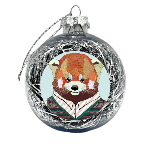 Red business Panda - xmas bauble by Casey Rogers