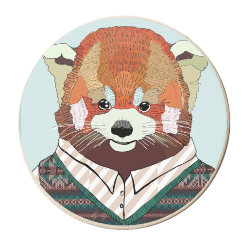 Red business Panda - personalised beer coaster by Casey Rogers