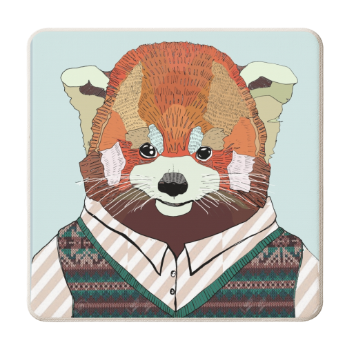 Red business Panda - personalised beer coaster by Casey Rogers