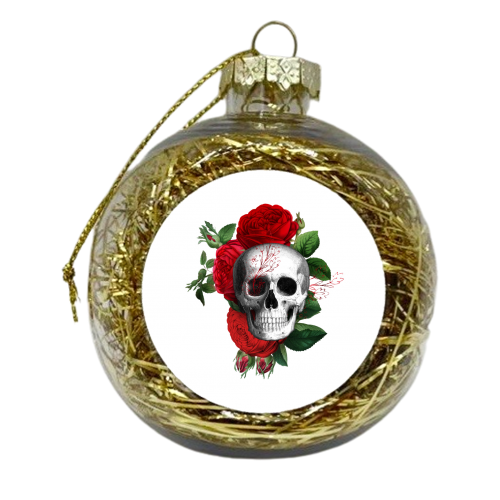 red floral skull - xmas bauble by haris kavalla
