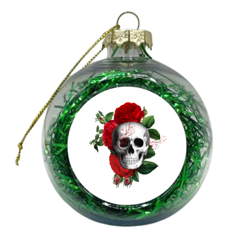 red floral skull - xmas bauble by haris kavalla