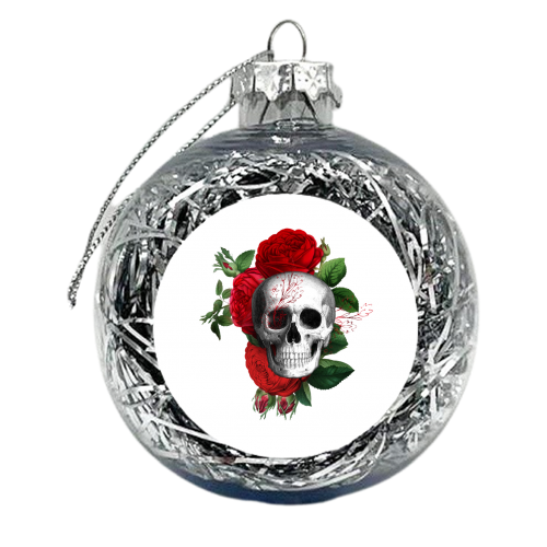 red floral skull - xmas bauble by haris kavalla