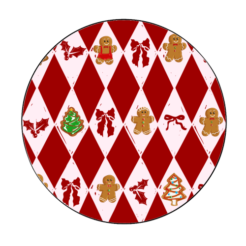 Red Harlequin Gingerbreadman Coquette Pattern - Circle Sticker by EZbie