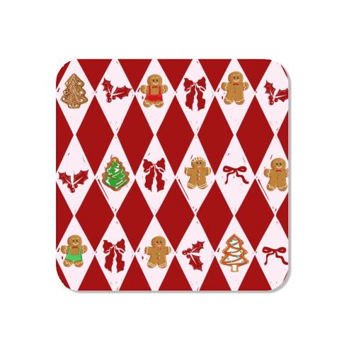 Red Harlequin Gingerbreadman Coquette Pattern - Magnet by EZbie