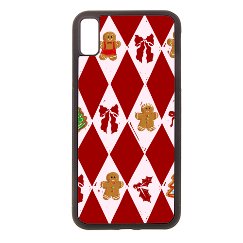 Red Harlequin Gingerbreadman Coquette Pattern - stylish phone case by EZbie