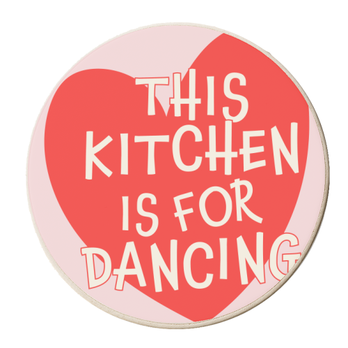 Red Heart This Kitchen is For Dancing - personalised beer coaster by Move Studio